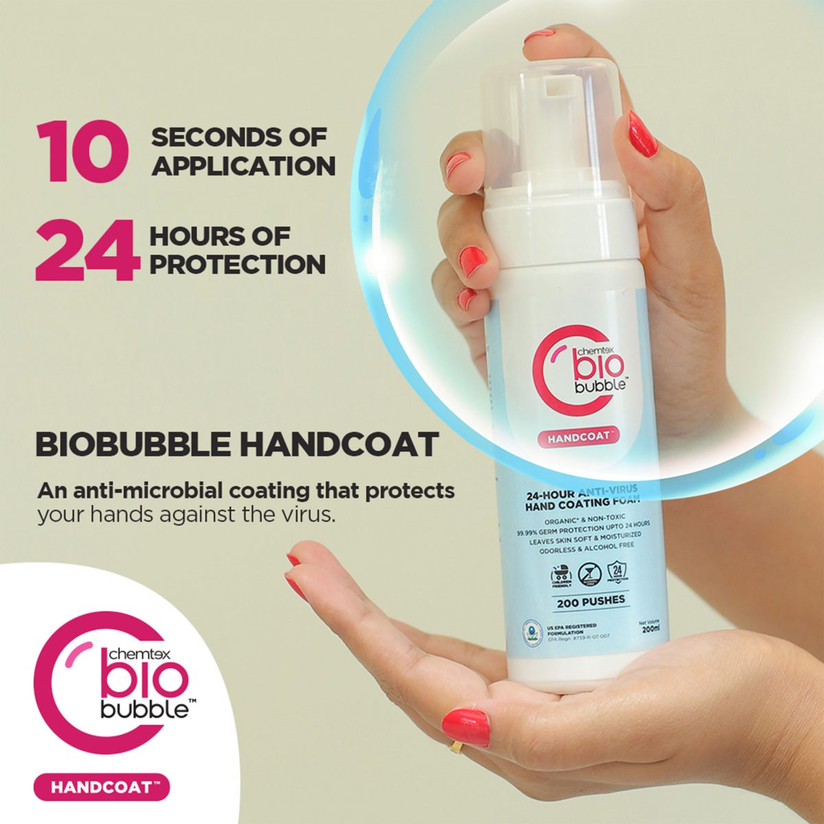 Chemtex BioBubble Antimicrobial HandCoat - Pack of 3 - Image 2